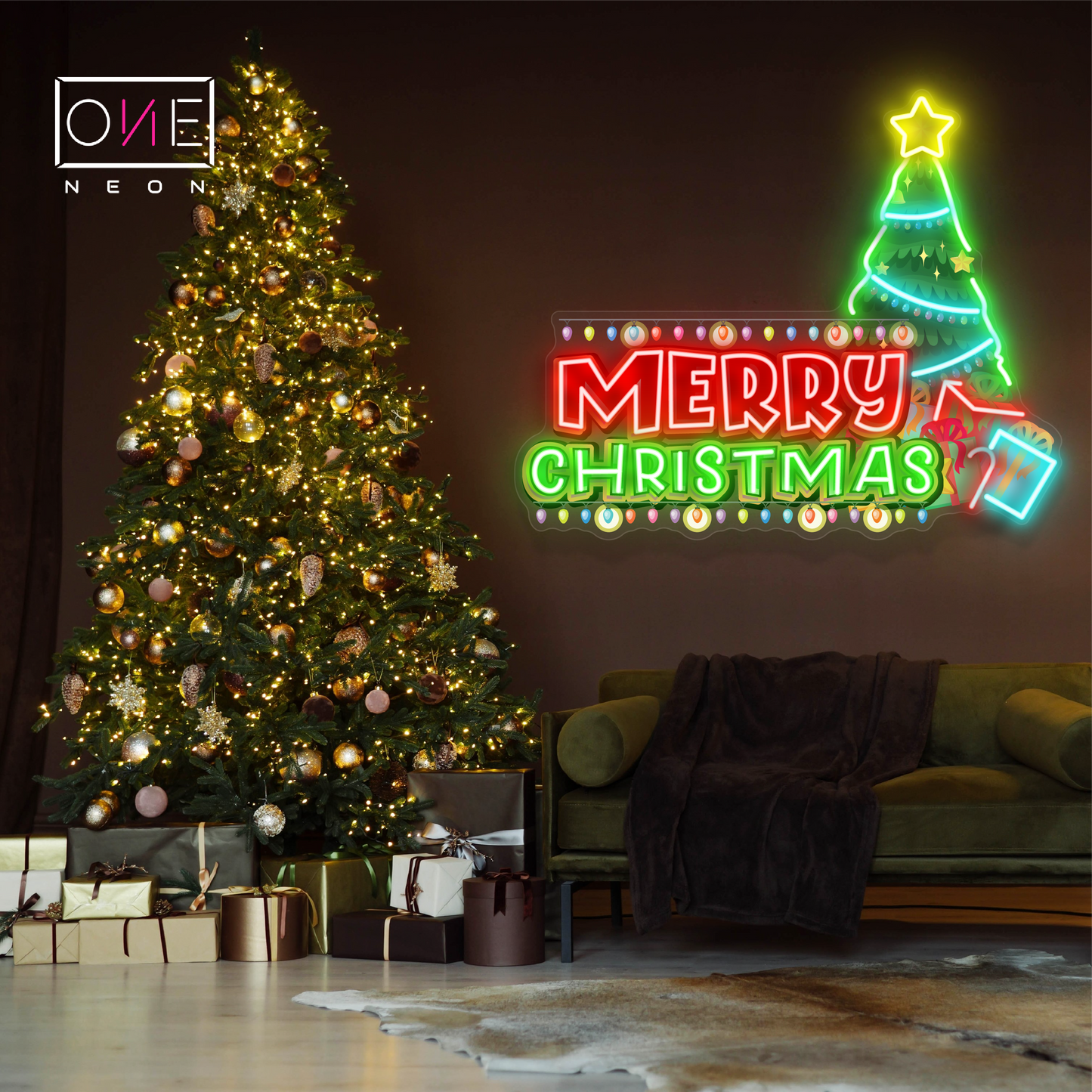 Festive Christmas Tree Artwork Led Neon Sign