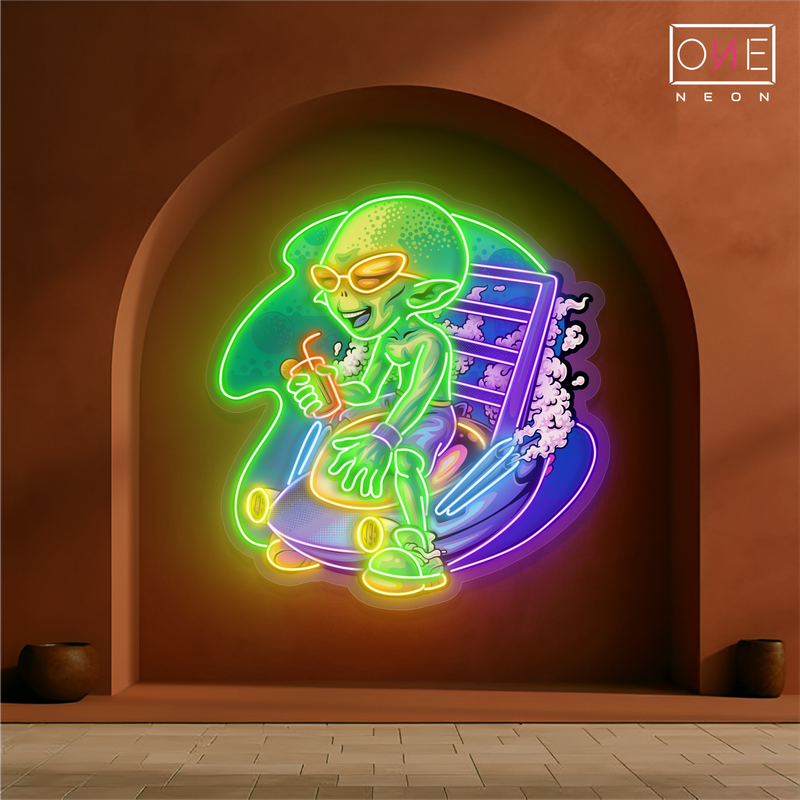 Chill Alien Rider Artwork Led Neon Sign