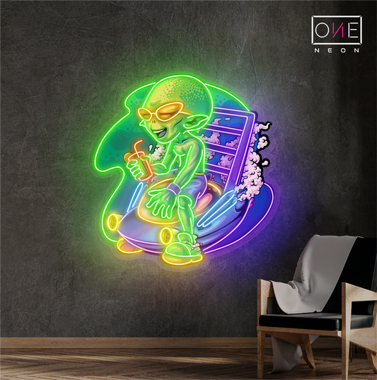 Chill Alien Rider Artwork Led Neon Sign