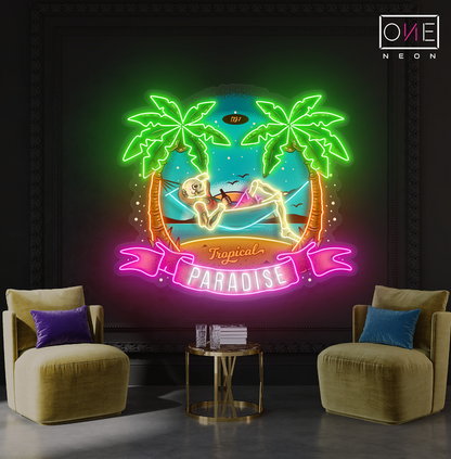 Tropical Paradise Skeleton Artwork Led Neon Sign