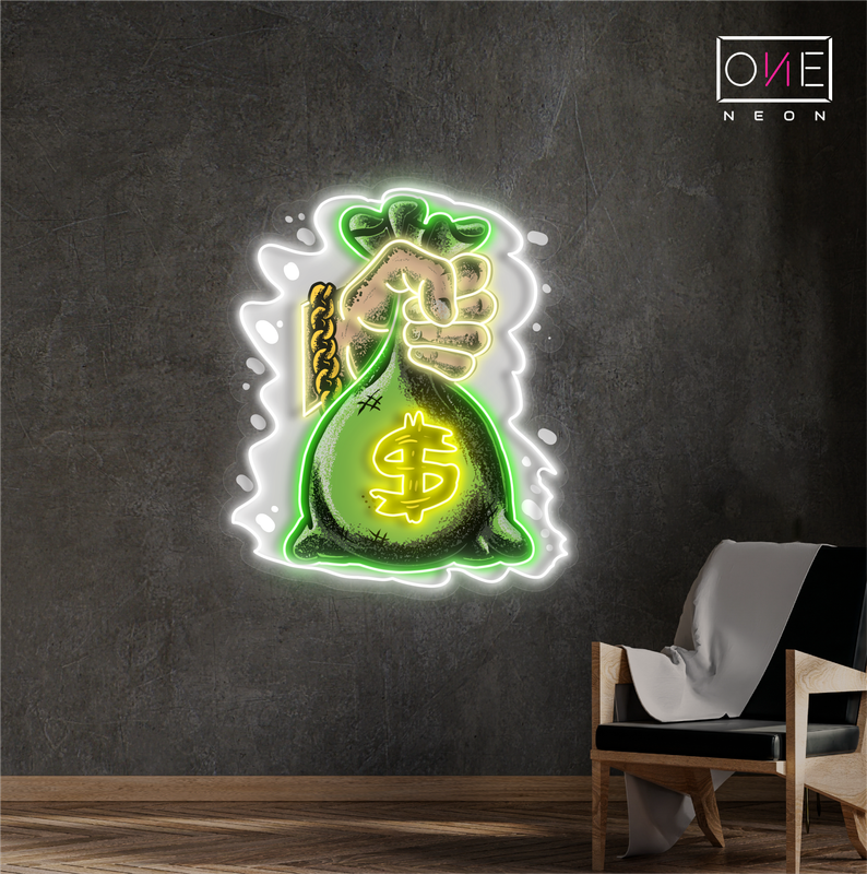 Panneau néon à LED Money Grab Artwork