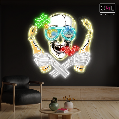 Beach Rebel Skull Artwork Led Neon Sign