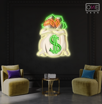 Money Bag Artwork Led Neon Sign