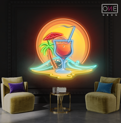 Sunset Breeze Cocktail Artwork Led Neon Sign