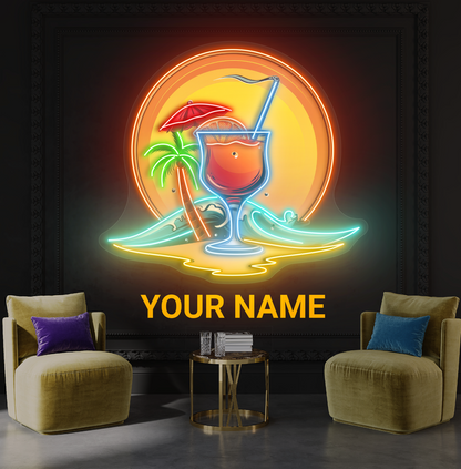 Sunset Breeze Cocktail Artwork Led Neon Sign