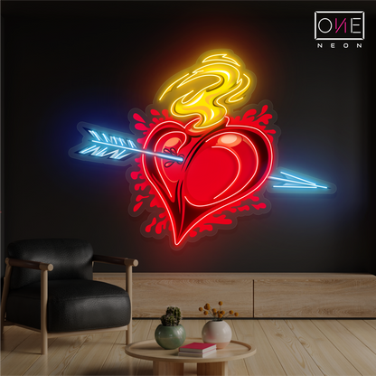 Heart on Fire Artwork Led Neon Sign