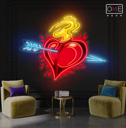 Heart on Fire Artwork Led Neon Sign