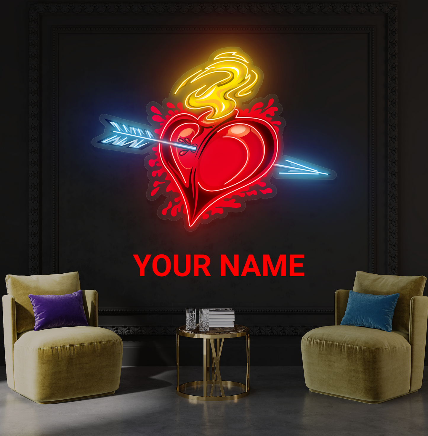 Heart on Fire Artwork Led Neon Sign