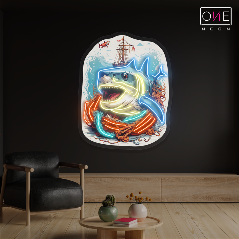 Shark Attack Artwork Led Neon Sign