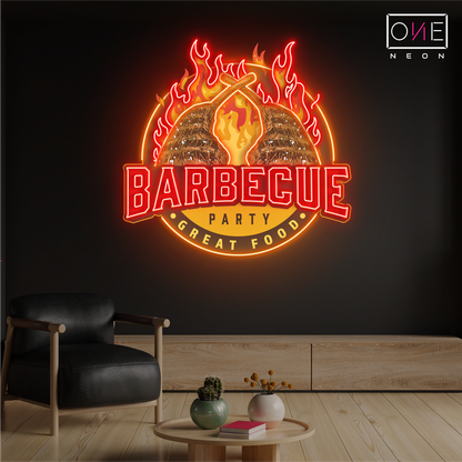 Barbecue Great Food Artwork Led Neon Sign