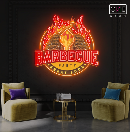 Barbecue Great Food Artwork Led Neon Sign