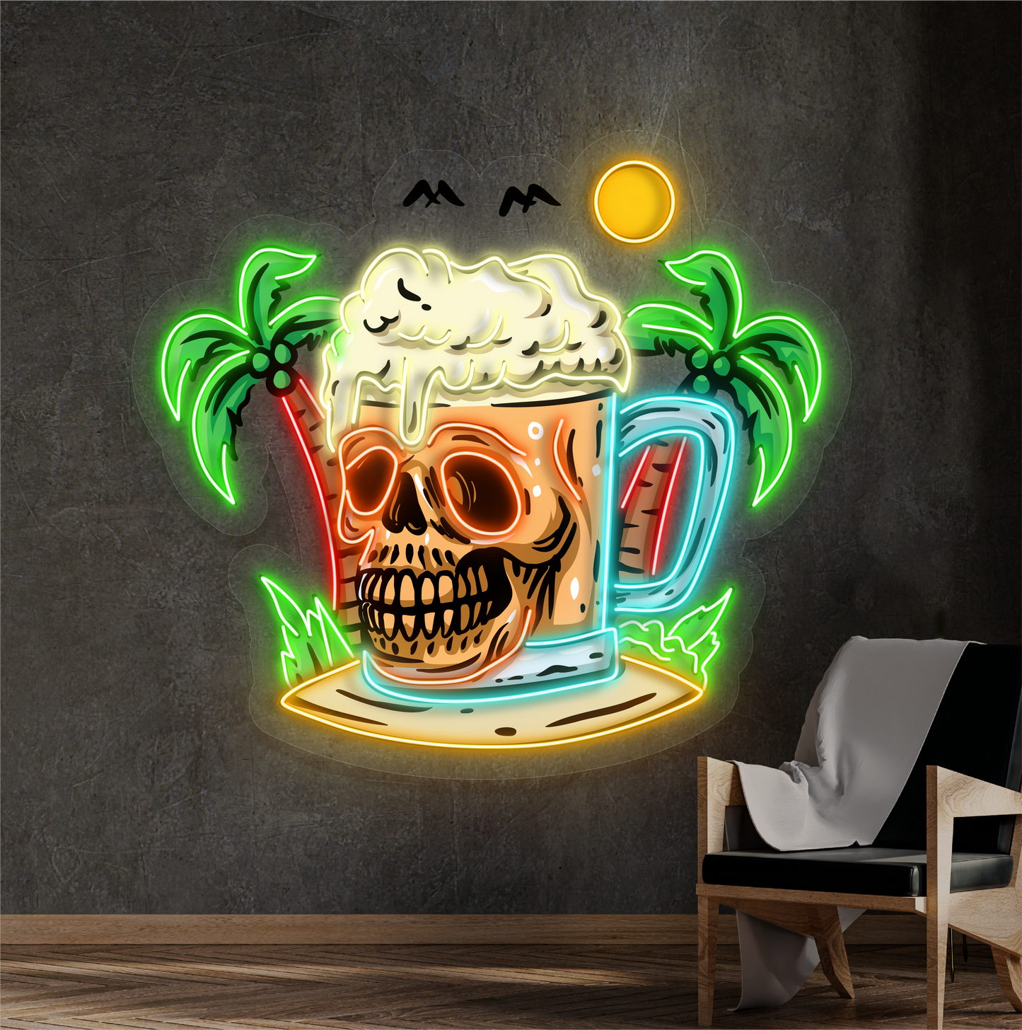 Skull Island Beer Artwork Led Neon Sign