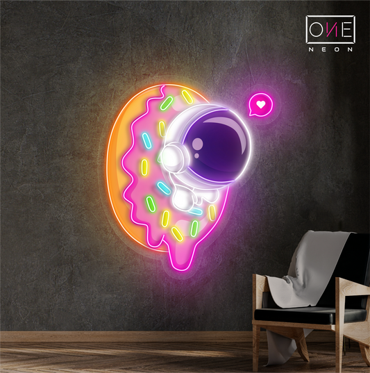 Donut Astronaut Artwork Led Neon Sign