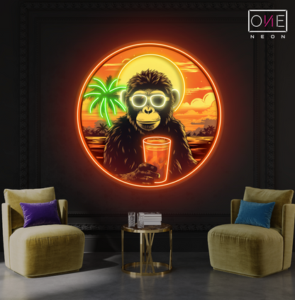 Sunset Chimp Chill Artwork Led Neon Sign