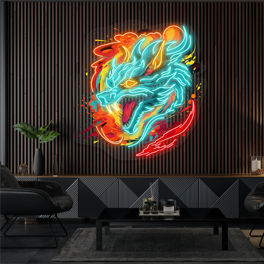 Blazing Dragon Fury Artwork Led Neon Sign