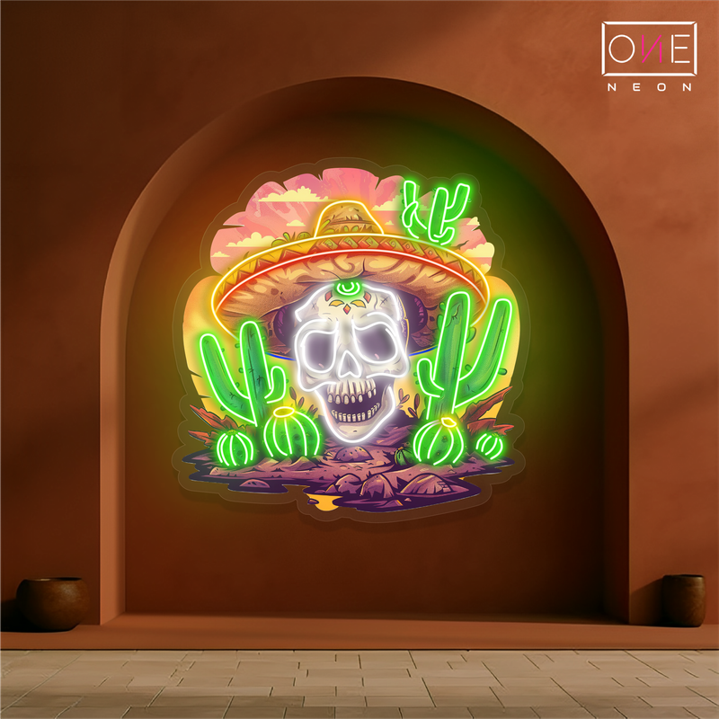 Desert Mexican Calavera Artwork Led Neon Sign