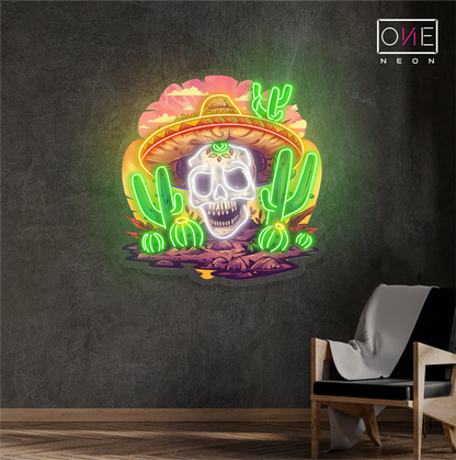 Desert Mexican Calavera Artwork Led Neon Sign