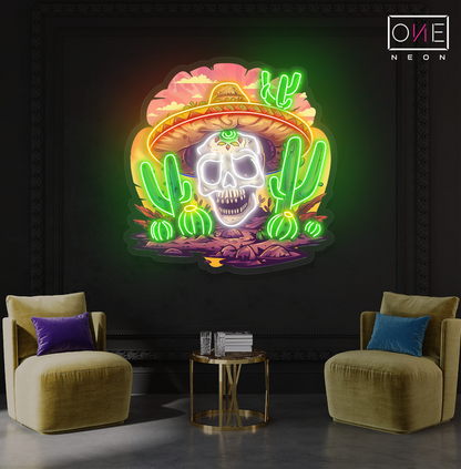 Desert Mexican Calavera Artwork Led Neon Sign