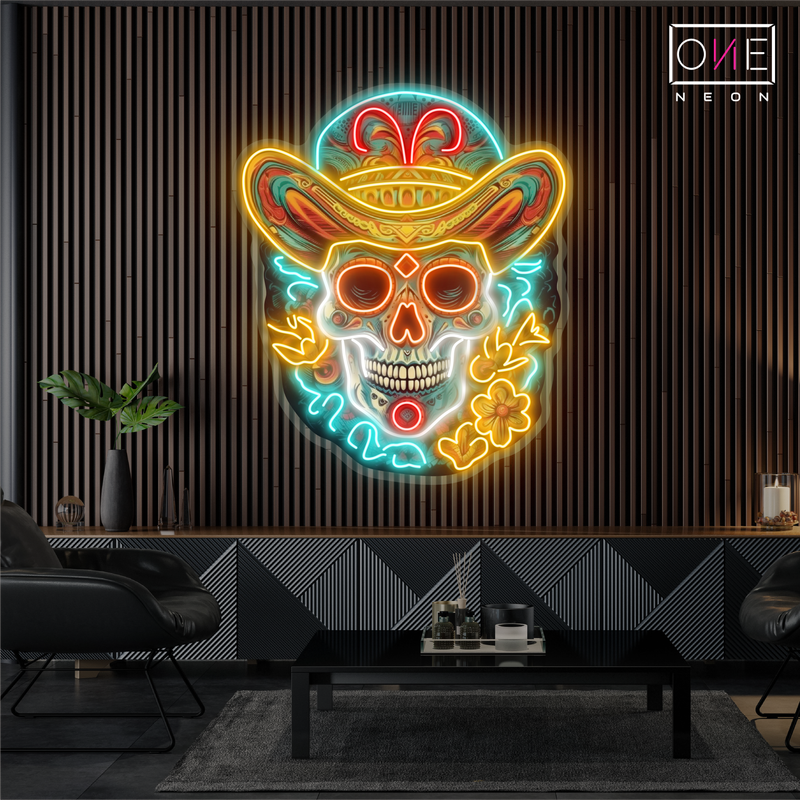 Sombrero Skull Artwork Led Neon Sign