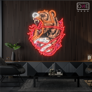 Fiery Bear Artwork Led Neon Sign