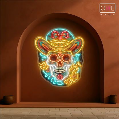 Sombrero Skull Artwork Led Neon Sign