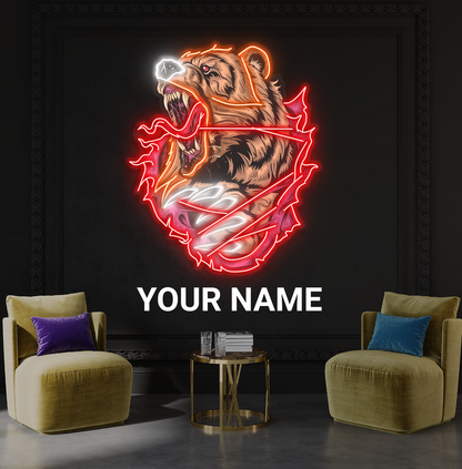 Fiery Bear Artwork Led Neon Sign