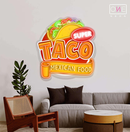 Super Taco Mexican Food Artwork Led Neon Sign