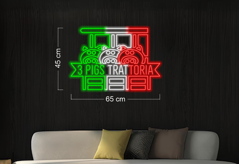 3 PIGS TRATTORIA (3 SIGNS)| LED Neon Sign