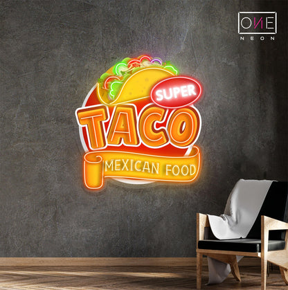 Super Taco Mexican Food Artwork Led Neon Sign